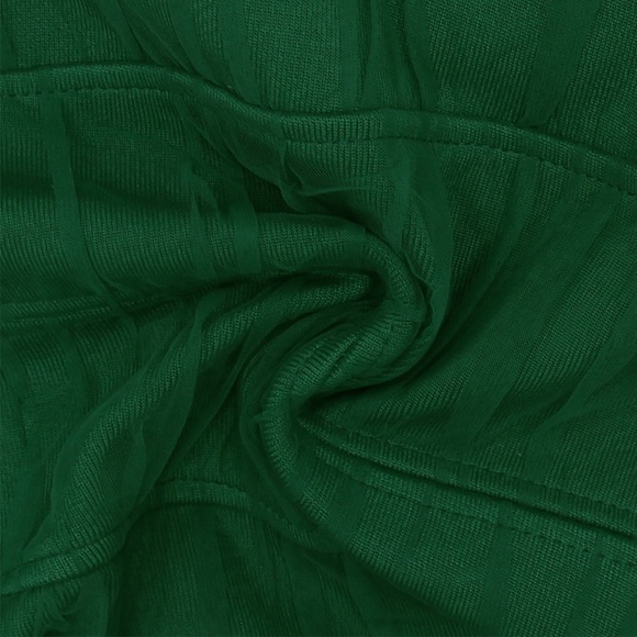 Emerald Mesh-Sleeve Corset Mini Dress | Luxe Holiday / NYE / Party Dress –Size M - Picture 12 of 16